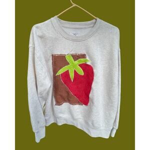 Small Upcycled Cream American Eagle Pullover Cozy Sweatshirt